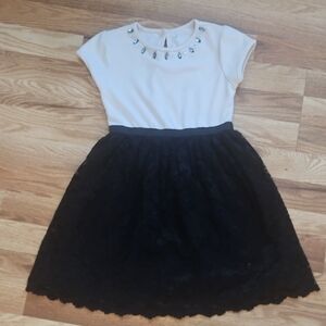 Elegant Cream and Black Kids Dress